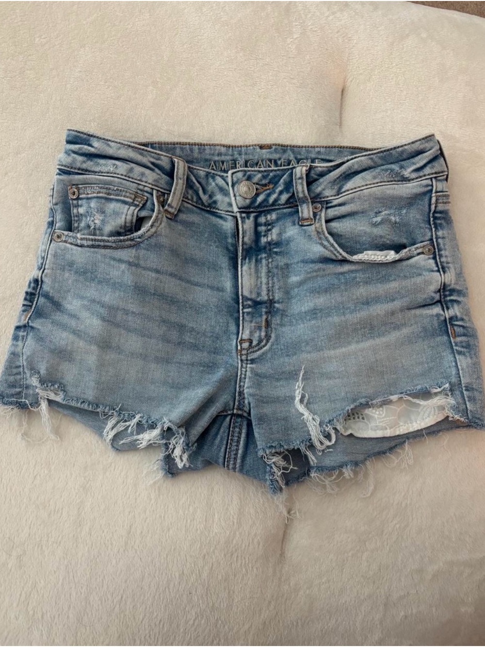 American Eagle Outfitters Light Blue Distressed Denim Shorts